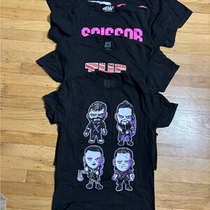 WWE Judgement Day, Jey Uso, AEW Acclaimed Bundle of 4 T-Shirts Size Small